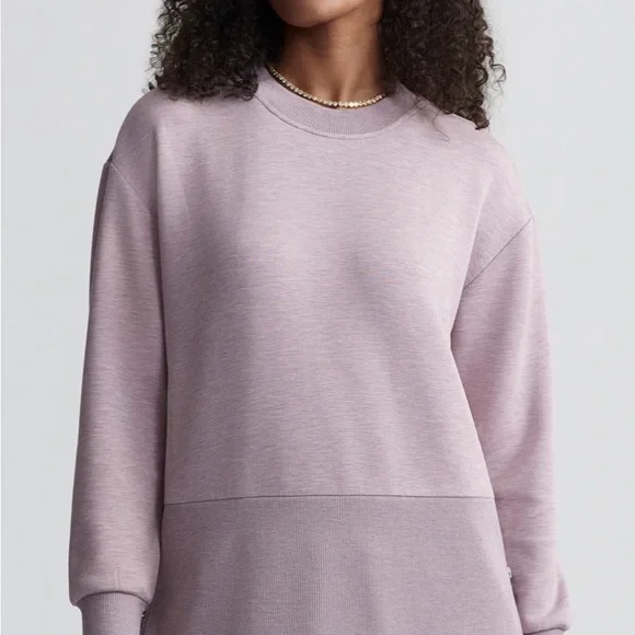 NWT Varley Anthropologie Lowry Longline Double soft Sweatshirt light mauve s - Picture 1 of 6